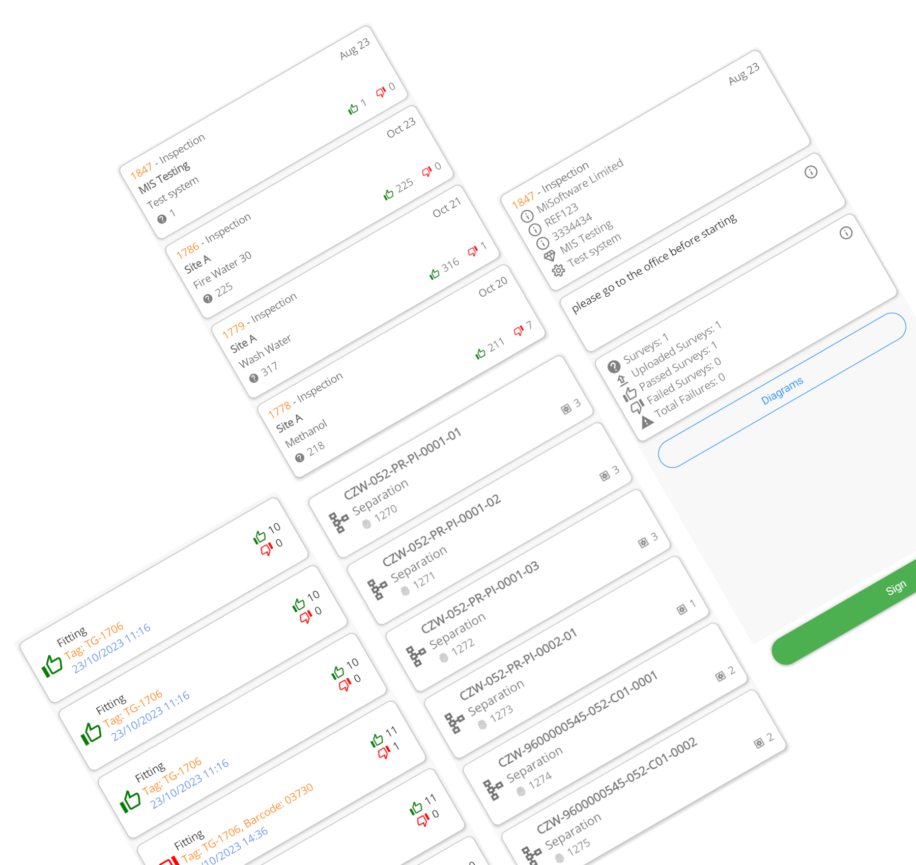Mobile app screens